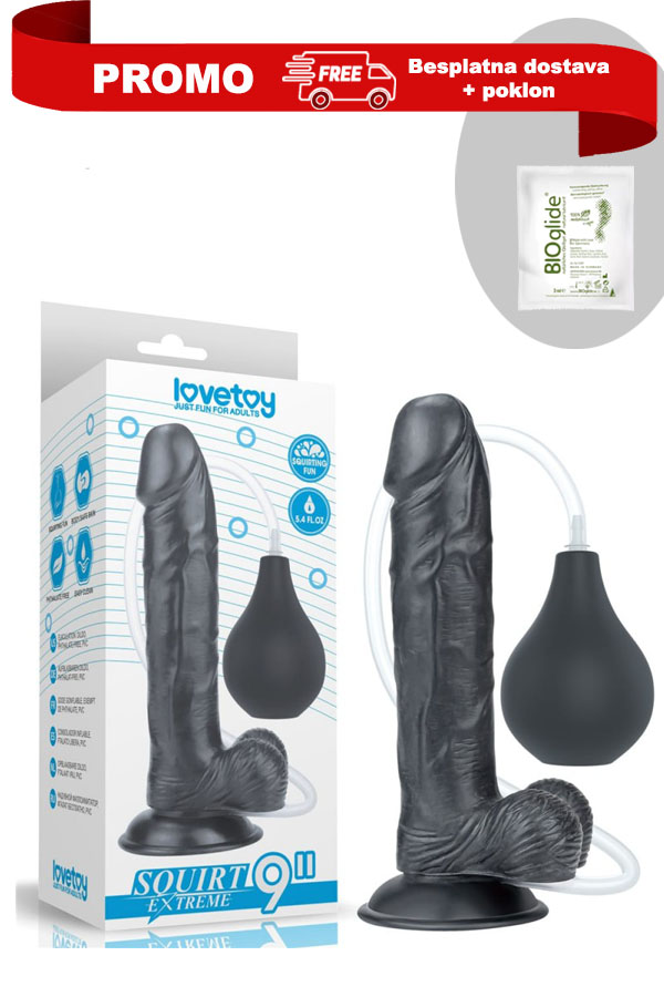 Promo 15  9inch Squirt Extreme Dildo - Black LVTOY00522